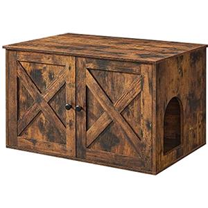 Feandrea Mobile Lettiera per Gatti con Divisorio Rimovibile, Cassetta per Gatti per Interno, Tavolino, 80 x 53 x 50 cm, Marrone Vintage PCL002X01