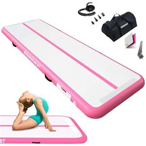 RISINGUKST Air Track Ginnastica Artistica 10/20cm Spessore, 2/3/4/5/6m materassino palestra con Pompa Elettrica per Casa(Pink, 2m)