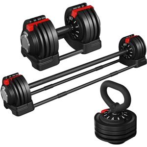 Yaheetech Set di Manubri 3 in 1 Regolabili in 1 Secondo da 3 kg a 24KG Manubri Palestra di 12 Pesi a Regolazione Rapida Attrezzi Palestra Casa per L'allenamento Fitness Ufficio Palestra