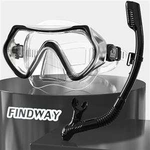 Findway Maschera Snorkeling Adulto, Maschera Subacquea Adulti con Maschera Antiappannamento e Snorkel, Anti-Nebbia Vetro Temperato, Panoramica 180° per Donne e Uomo, per Immersioni, Snorkeling, Nuoto