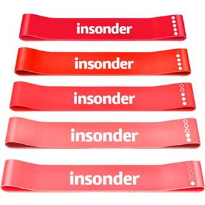 insonder Elastici Fitness Set Di 5 - Bande Elastiche Fitness Di Resistenza, Banda Elastica Pilates, Fascia Elastica Esercizi Gambe, Elastici Glutei, Yoga, Palestra di Insonder