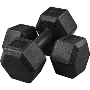 Yaheetech Set 2 Manubri Esagonali per Palestra e Casa in Ferro e PVC Antiscivolo Nero 2 x 4 kg