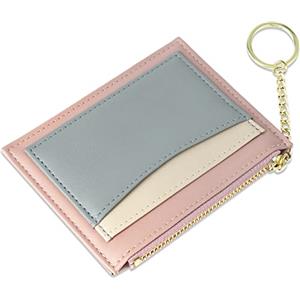 URAQT Porta Carte di Credito, Portafogli in Pelle per Uomo e Donna Portafoglio Porta Carte, Portafogli Slim Portacarte Portafoglio Card Holder per Carta e Contanti (Rosa-B#zip)