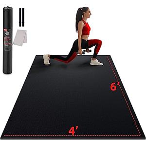GymCope Tappetino Palestra Yoga Pilates Grande 7mm, 183x122/244x183cm Tappeto materassino Yoga Mat Antiscivolo Professionale per Fitness, Ginnastica, Allenamento a Casa, Gym, Workout (Nero)