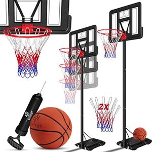 KESSER® Canestro di basket Premium con supporto e rotelle incl. pallone da basket + pompa; altezza canestro regolabile da 230 a 305 cm; impianto basket da esterno completo