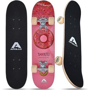 Apollo Skateboard per Bambini, Skateboard cruiser con cuscinetti a sfera ABEC 3, Skateboard per bambino e bambina dal design originale, Skate a partire da 3 anni