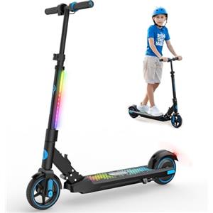 EVERCROSS EV06C Monopattino Elettrico, 6,5'' Monopattino Elettrico pieghevole per Bambini dai 6 ai 12 anni, fino a 15 KMH e 8 KM, display a LED, luci LED colorate, E Scooter per Bambini Bambine