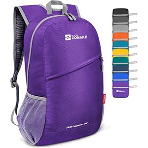 ZOMAKE Zaino Pieghevole 20Litri,Piccolo Zaini Ripiegabile Zainetto Ultraleggero Tascabile Impermeabile per Donna Uomo Viaggio Campeggio Trekking Città Sportivo(Grigio Medio)