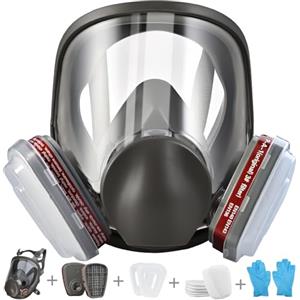 Faburo Respiratorio Riutilizzabile Maschera di Protezione Respiratore Viso con 10 Filtri di Ricambio 5 Paia di Guanti per Vernice Particelle Polvere Prodotti Chimici