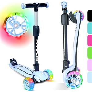 Apollo Monopattino KidsPro 4 | Monopattino Bambino e bambina 3 Ruote | Piegevole e regolabile in Altezza | Monopattino Bambino e bambina 3 anni in su con Ruote LED