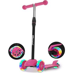 IMMEK Monopattino per Bambini，Monopattino 3 Ruote con Ruote Lampeggianti LED，Monopattino Bambino con Altezza Regolabile，Giocattoli e Regali per Ragazzi e Ragazze da 3 a 8 Anni，Portata Massima 50KG