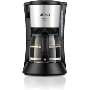 Ufesa CG7115 Capriccio 6 Delux Macchina Caffè Americano, 6 tazze, 600W, Brocca 0,6 L, Filtro Permanente, Piastra Riscaldante Antiaderente, Sistema Salvagoccia, Auto Stop, Finiture in Acciaio Inox