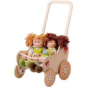 Dida Passeggino Fiocco per Bambole - Carrozzina in Legno Elegante, Adatta a Bambole fino a 35 cm, Perfetta per Giochi di Ruolo Educativi, Ideale per Bambini di 2, 3, 4 Anni