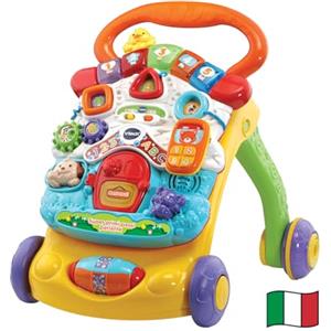 VTech Super Primi Passi Parlante 2 in 1 - Arancione, Primi Passi per Bambini con Sensore di Movimento e Sistema Frenante, Maniglia, Gioco Bambino con Animali e Numeri, Batterie Incluse, 9-36 Mesi