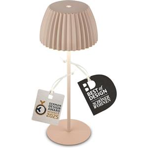 Briloner - Lampada da tavolo senza fili IP44 con bordo luminoso, touch dimmer, lampada da scrivania ricaricabile, abat-jour a batteria, lampada da comodino ricaricabile, 14,5x36,5 cm, beige