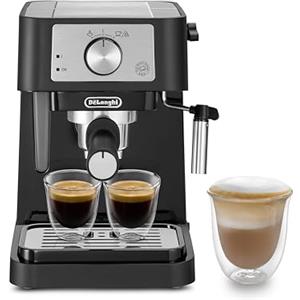 De'Longhi EC260.BK Macchina da Caffè Per Polvere o in Cialde E.S.E., Sistema Latte Manuale, Facile da usare, Serbatoio Estraibile da 1.1 L, Caldaia acciaio inox