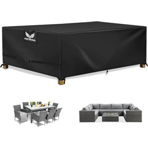 PATWING Copertura per Mobili da Giardino,Copertura Tavolo Esterno Impermeabile,Esterno Copritavolo Impermeabile Antivento Resistente allo Anti UV (Nero, 242*160*100cm(600D))