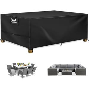 PATWING Copertura per Mobili da Giardino,Copertura Tavolo Esterno Impermeabile,Esterno Copritavolo Impermeabile Antivento Resistente allo Anti UV (Nero, 180 * 120 * 74cm(600D))