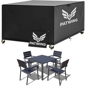 PATWING Copertura per Mobili da Giardino,Copertura Tavolo Esterno Impermeabile,Esterno Copritavolo Impermeabile Antivento Resistente allo Anti UV (Nero, 180 * 120 * 74cm)