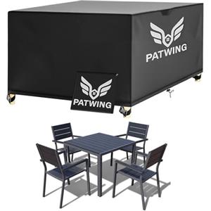 PATWING Copertura per Mobili da Giardino,Copertura Tavolo Esterno Impermeabile,Esterno Copritavolo Impermeabile Antivento Resistente allo Anti UV (Nero, 150*150*75cm)
