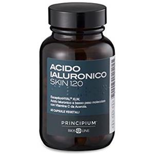 BIOS LINE Principium Acido Ialuronico Skin 120, Integratore collagene con acido ialuronico e vitamina c, Integratore pelle naturale senza glutine e senza lattosio, 60 capsule vegetali