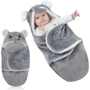 Forhome Neonato,Swaddle Neonato,0-6 Mesi,Sacco Nanna Neonato, Coperta a Sacco Neonato Che Riceve Coperta in Pile Unisex Ragazzi Ragazze Sacco a Pelo in Peluche Simpatico Orsetto Swaddle(Grigio)