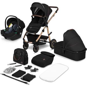 LIONELO Amber Passeggino 3in1 Trio Passeggino con seduta secchiello + Navicella + Ovetto per neonato e bambini 0 fino a 48mesi o 22kg Regolabile e pieghevole Ruote grandi Cappotina XXL