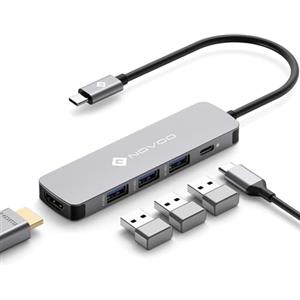 NOVOO Hub USB tipo C 5 in 1 Adattatore Multiporta con HDMI 4K@60Hz, 3 USB-A 3.0 5Gbps, PD 100W, Docking Station Compatible con MacBook Air/Pro, Chromebook, Matebook, Surface, iPad Pro, Steam Deck