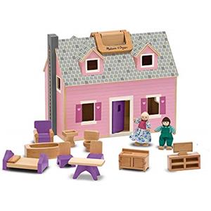 Melissa & Doug Casa delle Bambole in Pieghevole, Giochi in legno, Gioco da Viaggio, Giocattoli di ruolo, Montessori giocattolo per i bambini, 2+, Regali per Bambino e Bambina