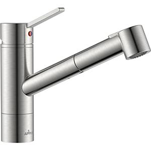 APPASO Rubinetto da cucina estraibile, ad alta pressione con doccia, miscelatore da cucina con 2 tipi di getto, girevole a 120°, senza piombo/nichel spazzolato
