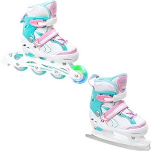 RAVEN 2in1 Pattini da ghiaccio Pattini in linea per bambini ragazze regolabili (Lia Mint, 34-37 (21,5cm-24cm))