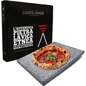 CUORE LAVICO - PIASTRA REFRATTARIA IN PIETRA LAVICA ETNEA LEGGERA PER PIZZA 35X30X1,5 CM | FORNO A GAS, ELETTRICO E BARBECUE PER PANE E PINSA - MADE IN ITALY