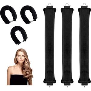YZROHYI 3 PCS Heatless Hair Curler per Capelli,Arricciacapelli Senza Calore,Overnight Blowout,Curling Rods,Tubo Capelli Mossi,Bigodini Flessibili per Boccoli,Bigodini Morbidi per Dormire - Negro
