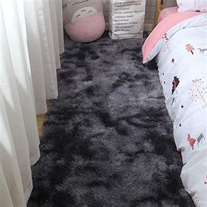 Calore Tappeto Salotto, Peloso Tappeti Moderni Soggiorno, Moderno Tappeto Camera da Letto, Shaggy Tappeti Morbido e Soffice per la Camera (grigio nero, 80 x 120 cm)