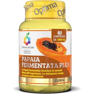 Colours of Life Fermenta Papaia Plus - Integratore di Papaya - Contro lo Stress Ossidativo, Favorisce le Naturali Difese dell'Organismo - Senza Glutine e Vegano, 60 compresse