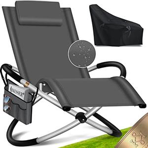 KESSER® Lettino Relax Sdraio + Coperchio | Lettino da Giardino | Sedia da Giardino | Sedia Pieghevole | Lettino a Dondolo | Sedia a Dondolo | Seduta reclinabile ergonomica, Antracite