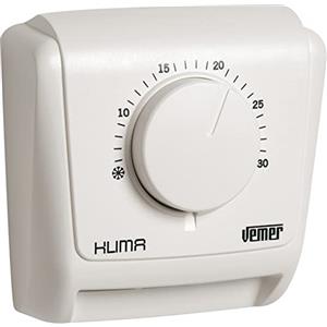 VEMER VE018800 KLIMA 2 - Termostato Meccanico a Espansione di Gas per Caldaia, Funzione Riscaldamento, Bianco