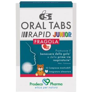Prodeco Pharma GSE Oral Tabs Rapid Junior Fragola - 12 Compresse per il Trattamento Naturale degli Stati Infiammatori della Mucosa Orofaringea nei Bambini