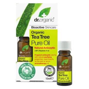 Dr. Organic Olio Essenziale di Tea Tree 10ml - Puro, Antisettico e Idratante per Pelli Grasse