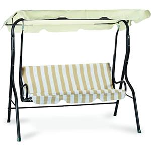 Linea Garden Friend Dondolo da Giardino, in Acciaio Verniciato Telo in Poliestere 160 gr/m² Riga Beige, Misure: 170x110x153h