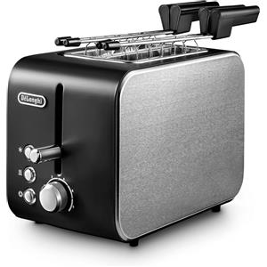 DELONGHI De'Longhi CTX2203.BK Tostapane con Pinze, Controllo Progressivo del Grado di Tostatura, 3 funzioni, Cassetto Raccoglibriciole, Piedini Antiscivolo, Potenza 550 Watt, Plastica, Nero