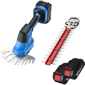 VOLTIX Tagliasiepe a batteria 2 in 1 - Tagliasiepi elettrico con 2 batterie e caricabatterie - Potente e versatile per siepi e arbusti - Design portatile e leggero con lame in acciaio inossidabile