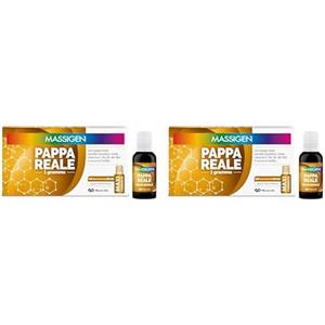 Massigen - Pappa Reale Tonico Naturale, Integratore Energetico, Azione Ricostituente e Antiossidante, con Miele e Pappa Reale, 10 Flaconcini da 25 ml (Confezione da 2)