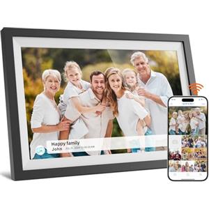 Lourcel Cornice Digitale WiFi 16GB, Cornice Digitale Foto da 10,1 Pollici, Condivisione di foto su Portafoto Digitale app da Qualsiasi Luogo, Schermo Touch Screen 1280x800, Rotazione Automatica (White)