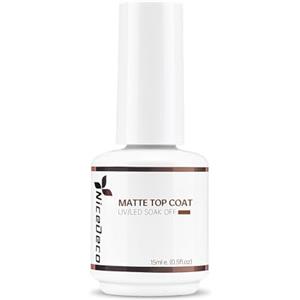 Nicedeco Matte Top Coat Smalto Semipermanente per Unghie in Gel Soak Off UV LED Gel Unghie Kit per Manicure - Durabilità & Facile da usare, 1x15ml