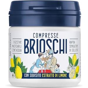 Brioschi Compresse Brioschi - Compresse digestive masticabili senz'acqua con squisito estratto di Limone, ideali per la digestione dopo pasto - Confezione da 30g