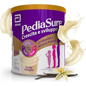 PEDIASURE Crescita e Sviluppo, Integratore Alimentare per Bambini da un anno in su, Multivitaminico con 27 Vitamine e Minerali e Proteine, Confezione 400g, gusto Vaniglia