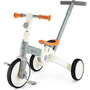 HyperMotion Triciclo Passeggino 5 in 1 per Bambini 18 Mesi-4 Anni - Bici Senza Pedali con Maniglione Regolabile, Pieghevole e Trasformabile da Triciclo a Mini Bicicletta - Grigio.