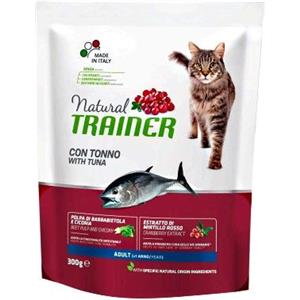 Natural Trainer Gatto Adulto con Tonno - Alimento Secco Completo da 300g per Gatti Adulti con Omega 3, Prebiotici e Ingredienti Naturali