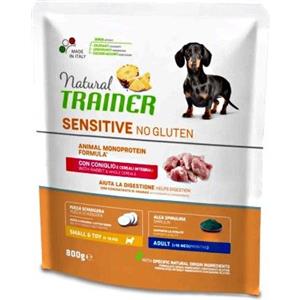 Natural Trainer Sensitive No Gluten - Alimento Secco Completo per Cani Adulto Small & Toy con Coniglio - 800g
